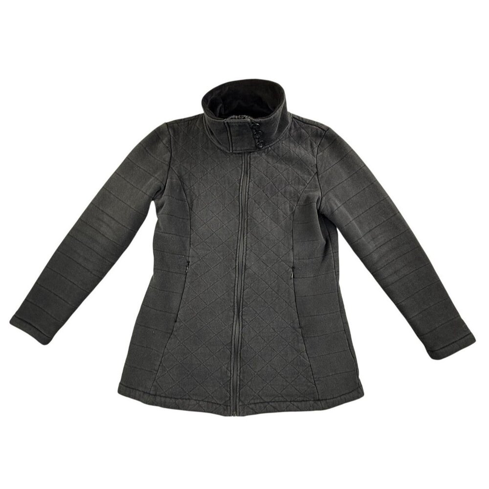 The North Face Jacket Womens Large Gray Quilted Fleece Lined Full Zip Mock Neck